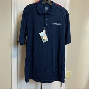EP Pro Men Golf Polo Shirt Navy 1/4 button FERGUSON Embroidery